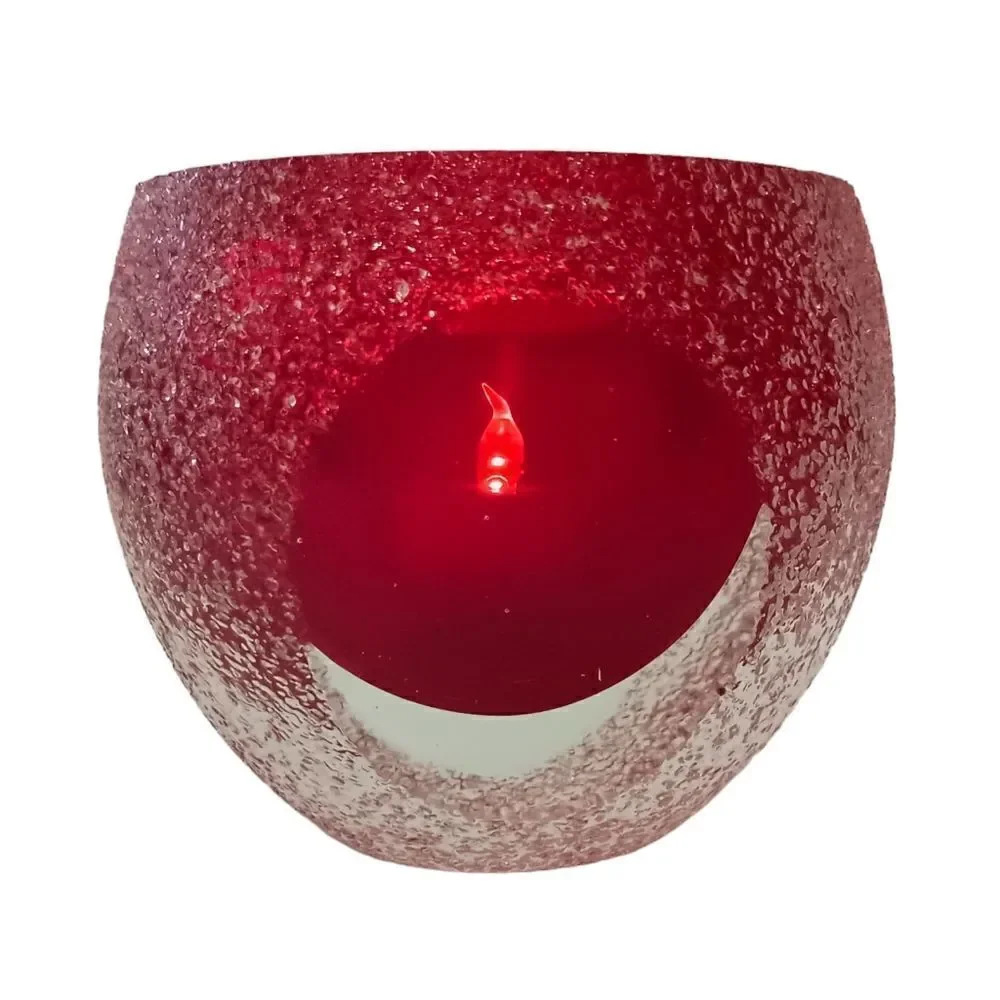 Fifth Ave Crystal‎ Candle Holder Geode Sugar Textured Red Tealight Votive GOTH.